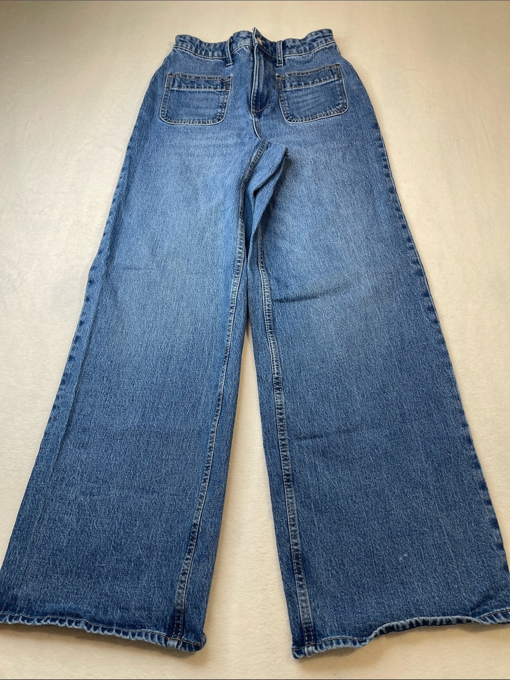 FREE ASSEMBLY WOMENS SIZE 2 High Waist Wide Leg Blue Jeans